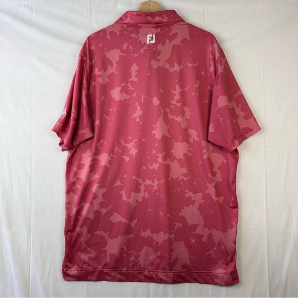 Footjoy Polo Golf Shirt Size L Pink Two Tone Tropical Flowers Short Sleeve FJ - Picture 6 of 9